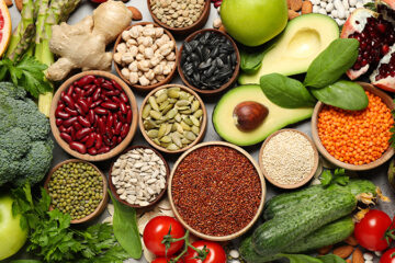 Gemüse, Samen, Hülsenfrüchte für eine gesunde Ernährung